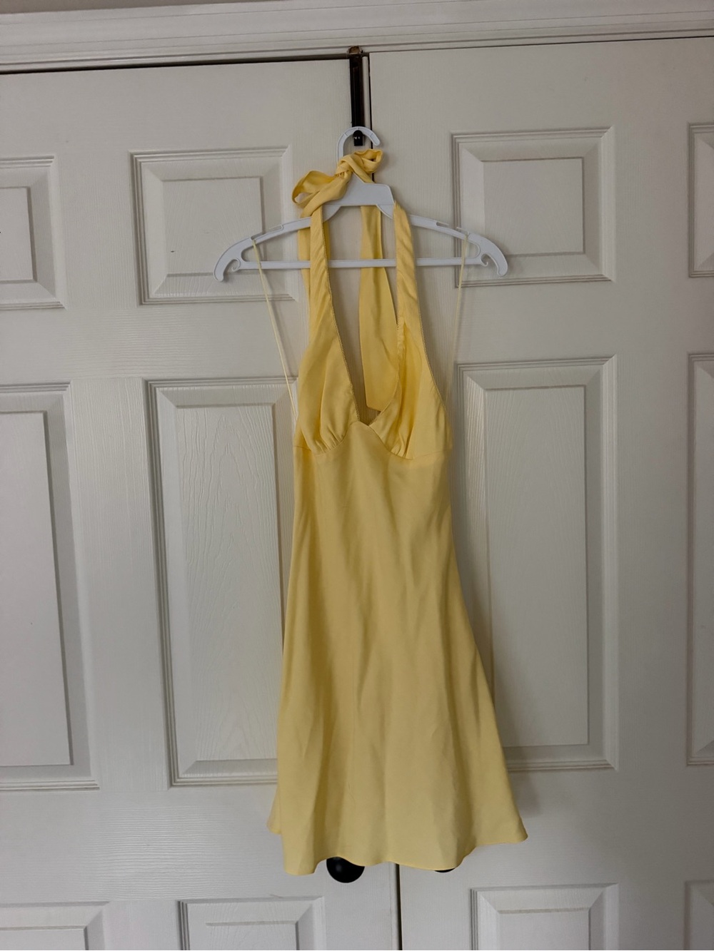 Cotton Candy Light Yellow Halter Mini Dress